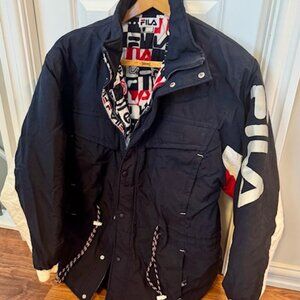 FILA ski jacket, snowboard jacket, gently used, navy, men's M, colored lining